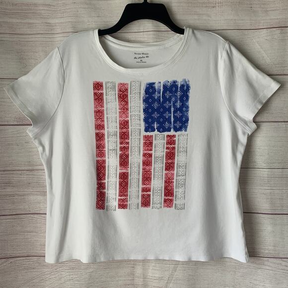 Studio Works The Studio Tee White American Flag T-Shirt Handkerchief Jewels XL - Picture 1 of 15